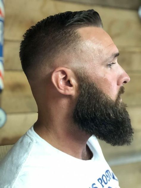 Short Hair Long Beard, Medium Beard Styles, Shaved Head With Beard, Ducktail Beard, Short Hair With Beard, Beard And Mustache Styles, Mohawk Hairstyles Men, Mens Hairstyles Fade, Beard Shapes