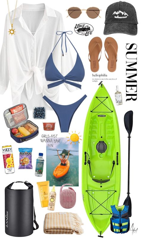 summer kayaking Kayaking Outfit Women Summer, Kayak Outfit, Summer Kayaking, Kayaking Outfit, Summer Activity, Canoe Trip, Trip Outfits, Croatia Travel, Lake Tahoe