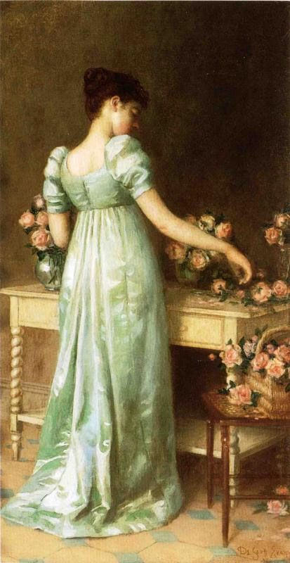 Scott Evans, Arranging Flowers, Regency Era Fashion, Regency Fashion, Regency Era, Victorian Women, Victorian Art, Historical Fashion, Jane Austen