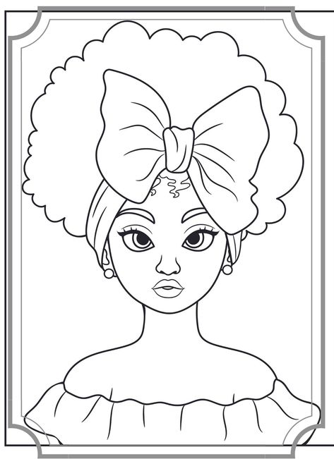 African Drawings, Afrique Art, Coloring Pages For Girls, Paint And Sip, Cute Coloring Pages, Coloring Book Art, African American Art, Book Art Drawings, Line Art Drawings