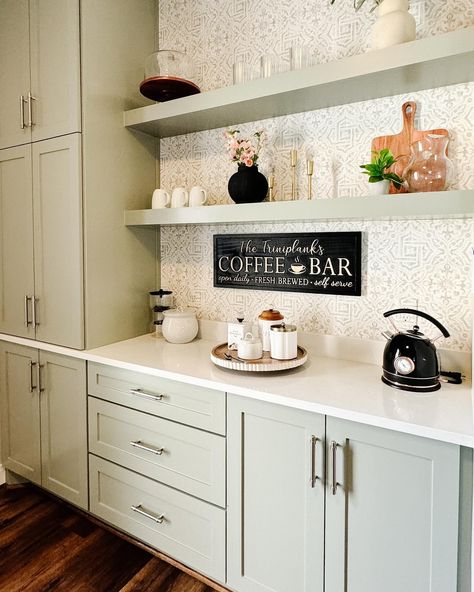 And just like that ✨ I need a #coffeebar in my house! Loved helping to change this nook into a useful space for this family’s lifestyle. Swipe ➡️ to see the before! Where would you put a coffee bar in your house?! See something you like? DM 💌 for links! #lmjinteriors #coffeebarstyling #katyinteriordecorator #katyinteriordesigner #fulshearinteriordesigner #mytargetstyle Pantry Coffee Bar Built Ins, Coffee Bar Cabinets Built Ins, Pantry With Coffee Station, Built In Coffee Bar, Lindsay Johnson, Bar Styling, And Just Like That, Bar Cabinet, Built Ins