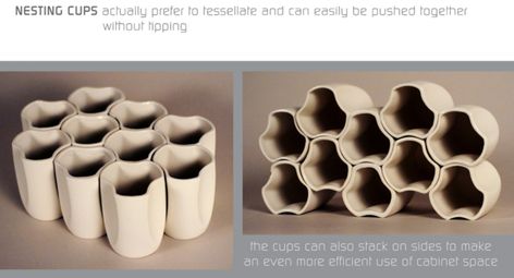 Nesting Cups by Owen Read, via Behance Coffee Sleeve Design, Steve Jobs Apple, Diy Gadgets, Clay Cup, Space Efficient, Tiny House Kitchen, Good Ideas, Flower Packaging, Diy Cardboard