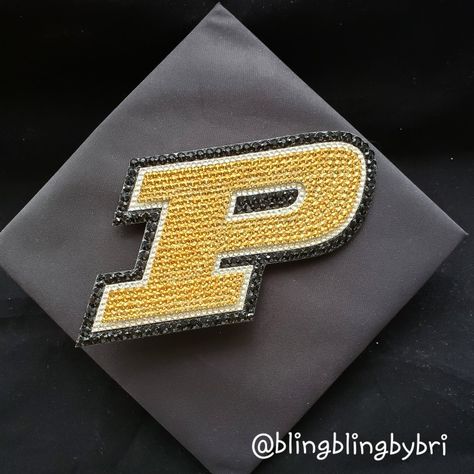 Purdue University Graduation Cap Topper Purdue Grad Cap, Rhinestone Graduation Cap, Graduation Hats, Grad Pictures, Custom Rhinestone, Graduation Party Planning, University Graduation, Grad Caps, Graduation Cap Toppers