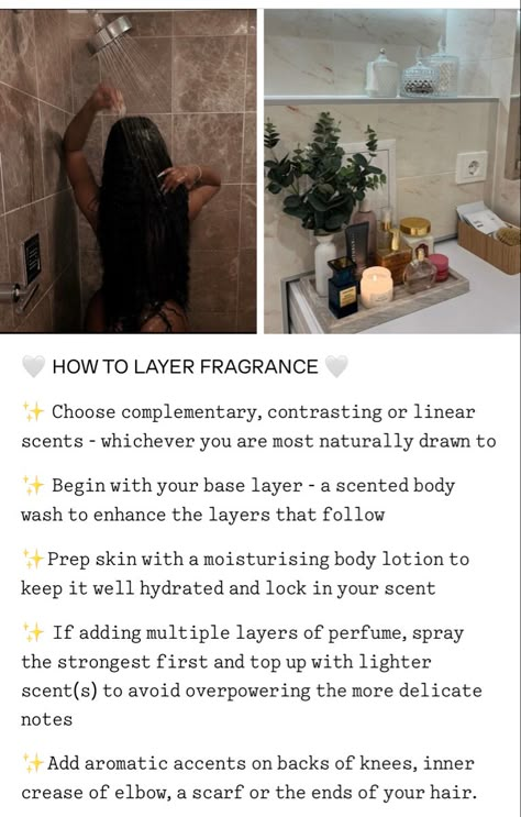 How to layer your perfumes 🤍✨ How To Layer Body Scents, How To Layer Perfume And Lotion, How To Layer Fragrances, Layering Scents Fragrance, Perfume Lotion Combos, How To Layer Scents, Layering Combos Perfume, Burberry Her Perfume Layering, Layering Perfume Combinations