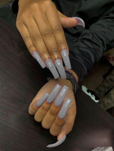 Plain Acrylic Nails, Nails Plain, Acrylic Nails Long, Nails Long Square, Grey Acrylic Nails, Ombre Acrylic, Grey Nails, Tapered Square Nails, Curved Nails