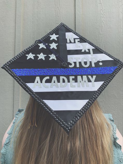 Police Grad Cap, Law Enforcement Graduation Cap, K9 Handler, Senior Crown, College Graduation Cap Decoration, Crown Ideas, Grad Cap Designs, Female Cop, Grad Caps