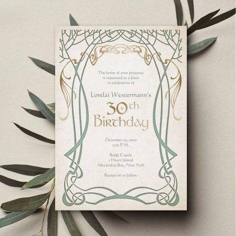 Medieval Fantasy 30th Birthday for $3.08 - Birthday Invitations High Fantasy Wedding, Elvish Style, Hobbit Party, Fifteenth Birthday, Fantasy Party, Medieval Party, 70th Birthday Invitations, Gamer Birthday, 60th Birthday Invitations