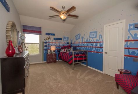 Boys bedroom boxing match theme Boxing Nursery Theme, Boxing Bedroom Ideas, Boxing Bedroom, Long Short Bob, Boxing Room, 4 Hairstyles, Kids Bedroom Boys, Bob Haircuts For Fine Hair, Boxing Match