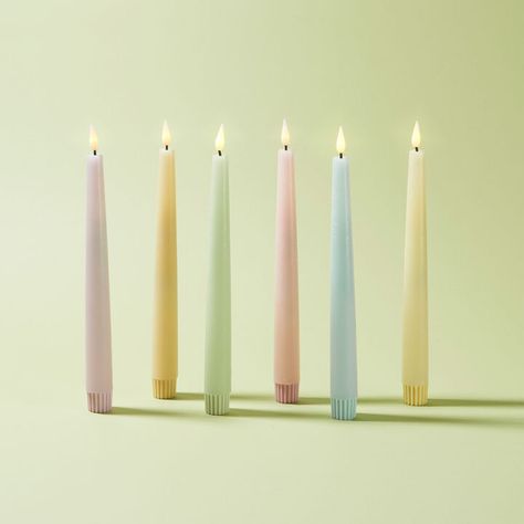 LED Taper Candles | Flameless Candles | Lights.com Pastel Candle, Flameless Taper Candles, Led Taper Candles, Indoor Lanterns, Battery Candles, Traditional Candles, Flameless Led Candles, Outdoor Candles, Brass Candle Holders