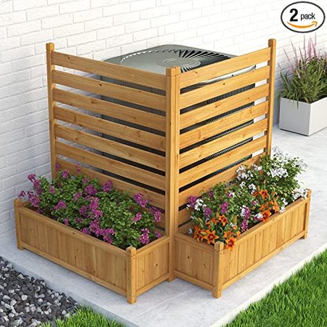 Wood Privacy Screen, Air Conditioner Fence, Pool Equipment Enclosure, Hide Trash Cans, Design Per Patio, Fence Outdoor, Wooden Planter, Privacy Screen Outdoor, Outdoor Privacy