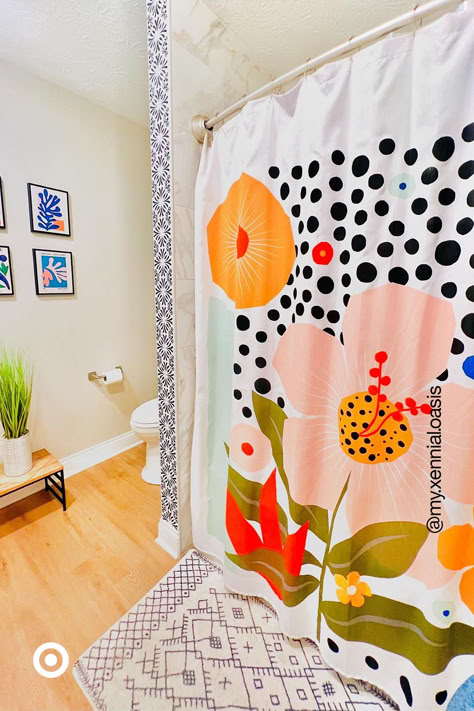 Add a burst of color to your bathroom decor with this abstract shower curtain. It’s so playful & versatile, it’s a great pick to liven up a guest or dorm room bathroom. Eclectic Decor Colorful, Colorful Bathroom Decor, Dorm Room Bathroom, Skandi Design, Colorful Bathroom, Dorm Bathroom, Colorful Room Decor, Abstract Shower Curtain, Dopamine Decor