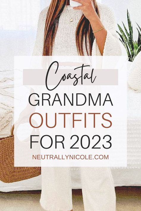 Costal Grandmother Aesthetic Outfits, Coastal Style Outfits, Coastal Chic Outfit, Coastal Grandma Outfits, Grandma Aesthetic Outfit, Grandmother Outfit, Beach Casual Outfit, Fall Beach Outfits, Winter Beach Outfit