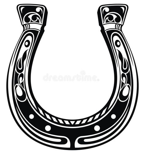 Lucky Horseshoe Drawing, Horseshoe Tattoo Back Of Arm, American Traditional Horseshoe Tattoo Black, Horseshoe Knee Tattoo, Horseshoe Sketch, Horshoe Tatoos, American Traditional Horseshoe, American Traditional Horseshoe Tattoo, Good Luck Illustration