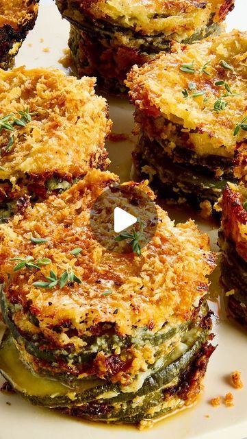 Delish on Instagram: "Since you loved our Potato Au Gratin Stacks recipe, we know these Crispy Zucchini Stacks will be another favorite. Tender zucchini layered with two types of cheese and crispy, garlicky coating make for the perfect two-bite summer snack ☀️ 

This is one of our MEMBERSHIP ONLY recipes - subscribe for the full recipe! ❤️ 

#zucchini #stacks #summerrecipe #easyrecipe #appetizers 

Recipe by @brookecaisonn, shot by @damian_calvo, produced by @thegarnishedpalate, styled by @thatssogabba_comida, assisted by @anya_ptacek" Zucchini Stacks, Potato Au Gratin, Crispy Zucchini, Recipe Zucchini, Potatoes Au Gratin, Types Of Cheese, Summer Snacks, Vegetable Sides, Main Event