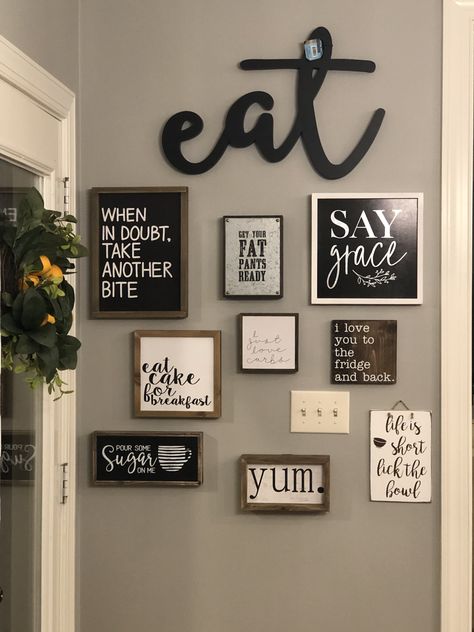 Kitchen Wall Art Diy, Signs And Sayings, Kitchen Gallery Wall, Bedroom Cupboard, Wall Decor Kitchen, Kitchen Decor Wall Art, Dining Room Wall Decor, To Buy, Kitchen Decorating