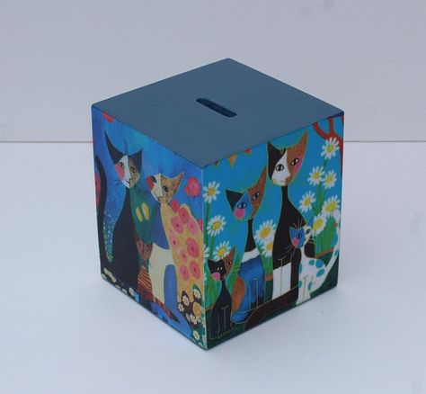 Money Box Painting Ideas, Box Painting Ideas, Wooden Money Boxes, Decoupage Art, Birmingham England, Etsy Instagram, Painted Boxes, Coin Bank, Money Box