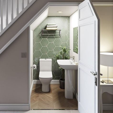 Understairs Toilet, Small Downstairs Toilet, Cloakroom Suites, Toilet Basin, تحت الدرج, Bathroom Under Stairs, Mini Bad, Downstairs Cloakroom, Toilet Room Decor