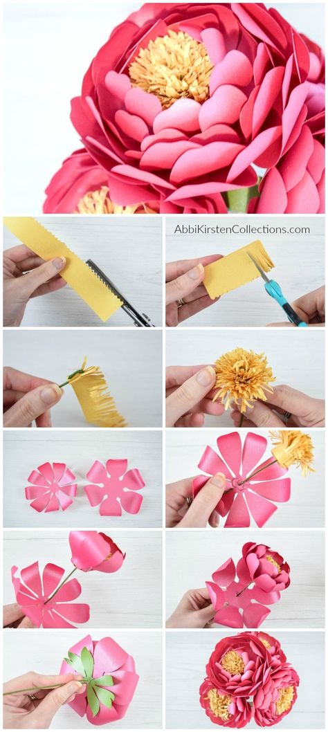 peony paper flower templates Paper Peony Diy, Paper Peony Template, Paper Peonies Tutorial, 3d Paper Flowers, Paper Flowers Diy Easy, Paper Peonies, Paper Flower Decor, Paper Flower Wall Decor, Easy Paper Flowers