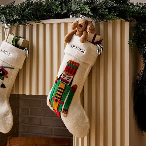 Felt Nutcracker Stocking | West Elm Christmas Stockings Decor, Ugly Christmas Stocking Ideas, Modern Christmas Stockings Ideas, Wall Hanging Stocking Ideas, Stocking Christmas Decor, Modern Stockings Christmas, Christmas Stocking Decor, Unique Christmas Stocking Ideas, Stocking Decor