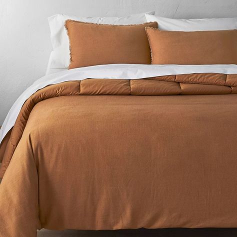 Brown Comforter Bedroom Target, Rust Comforter Bedroom, Copper Bedding, Brown Comforter Bedroom, Camel Bedding, Bedding Arrangement, Brown Comforter, Linen Comforter, Bridesmaid Stuff