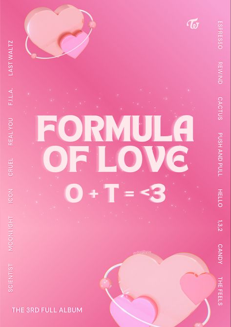 Twice Formula of Love Album Poster Lockscreen wallpaper Lyrics kpop print #twice Twice Pink Poster, Twice Aesthetic Poster, Twice Formula Of Love Wallpaper, Pink Posters Kpop, Twice Prints, Twice Poster Aesthetic, Kpop Album Poster, Kpop Aesthetic Poster, Poster Lockscreen