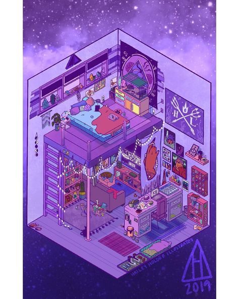 Hailey Holder on Instagram: “Hey real quick, guess my favorite color ! 💜 #hhaylayy” Whimsical Bedroom, Isometric Art, Sims House Design, Pixel Art Design, Cute Room Ideas, Fantasy House, Real Quick, My Favorite Color, Interior Design Art