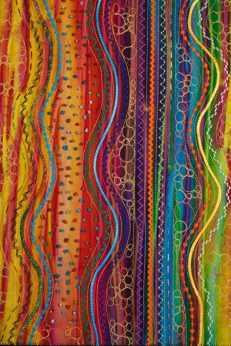 Copyright 2016.  All Rights Reserved. Random Rhythm, Stupendous Stitching, Rhythm Design, Asymmetrical Balance, Machine Stitches, Rainbow Fabric, Quilt Modernen, Carol Ann, Textile Fiber Art