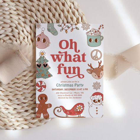 Christmas 1st Birthday, Oh What Fun Christmas, Christmas Birthday Invitations, 1st Birthday Invitation Template, Oh What Fun, Christmas Birthday Party, Winter Birthday, The Jacksons, 1st Birthday Invitations