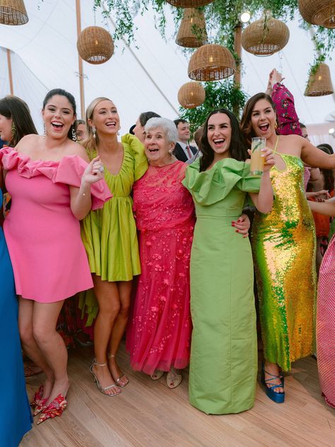 Wedding Guest Colorful Attire and Dress Ideas East Coast Wedding Guest Dress, Bright Summer Wedding Guest Dress, Guest At A Wedding Outfit, Colorful Cocktail Dress For Wedding, Bright Wedding Guest Attire, Wedding Guest Dress Colorful, Beach Cocktail Wedding Attire, Wedding Guest Styling, Summer Wedding Cocktail Attire