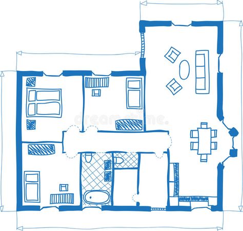 Floor plan of house, doodle style. Illustration of floor plan of house, doodle s #Sponsored , #advertisement, #sponsored, #plan, #Illustration, #floor, #house Floor Plan Of House, South Facing House Plan, Plan Of House, South Facing House, House Doodle, West Facing House, Sims Freeplay Houses, Duplex House Plans, Doodle Style