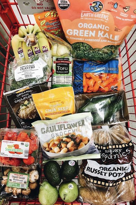 High-Protein Vegan Products From Trader Joe's Vegan Products Food, High Protein Groceries, Vegan Products, High Protein Trader Joes, High Protein Meals Trader Joes, Vegan Lifestyle Aesthetic, High Protein Vegan Grocery List, Trader Joe’s Macro Friendly, Healthy Grocery Basket Aesthetic