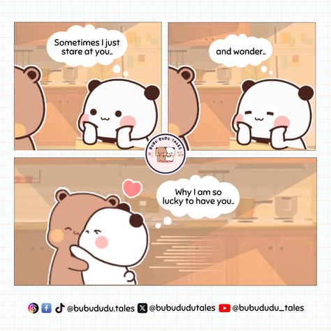 I am so lucky to have you 🥰 #bubududu #bubududutales #bubududuforever So Lucky To Have You, Dudu Bubu, Girlfriend And Boyfriend Goals, Bear Drawings, I Am So Lucky, Bubu Dudu, Love Cartoon Couple, Milk & Mocha, Cartoon Couple