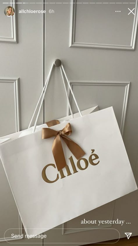 Chloe | Designer | Shopping | Bag | Gift | Present | Pretty | Luxorious Logo For Bags Brand, Chloe Packaging, Christmas Window Display Retail, Chloe Designer, Branding Mood Board Inspiration, Luxury Paper Bag, Chloe Brand, Shopping Bag Design, Window Display Retail