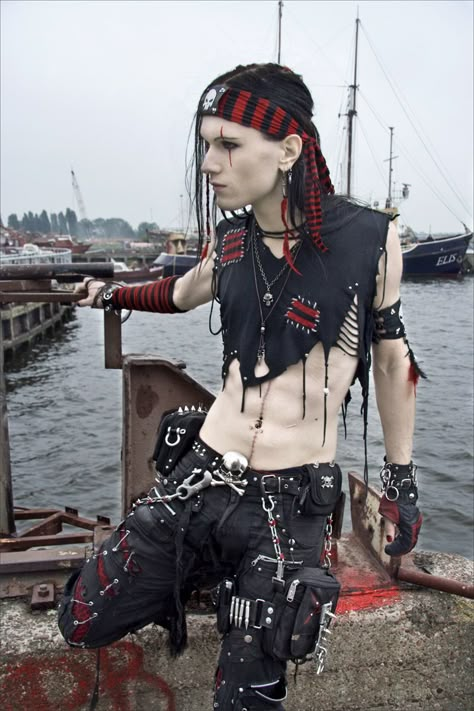 Tattered Blacks by R4za  #DIY, #dystopian, #pirate Punk Pirate Outfit, Punk Guy Outfits, Punk Grunge Outfits, Goth Pirate, Fantasy Punk, Punk Pirate, Punk Guy, Style Long Hair, Punk Diy