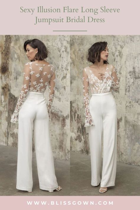 Courthouse Wedding Jumpsuit, Wedding Day 2 Outfit, Outfit Casamiento Civil, Civil Wedding Outfit The Bride, Wedding Outfit Bride, Unusual Wedding Dress, Civil Wedding Outfit, Wedding Reception Outfit For Bride, Shower Dress For Bride