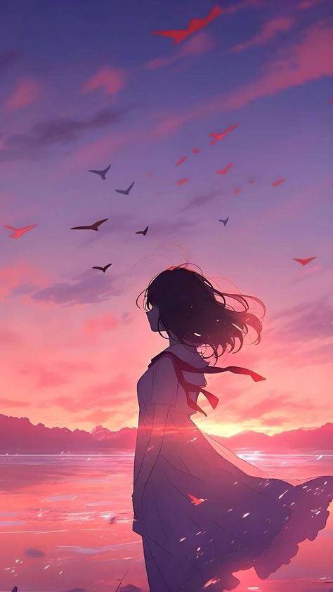 God Backgrounds, Girl In Dress, Iphone 6s Wallpaper, Cool Anime Backgrounds, Nature View, Girly Art Illustrations, Sunset Wallpaper, Cute Anime, Pretty Wallpapers Backgrounds