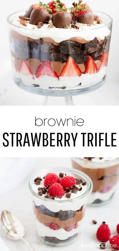 Trifle Bowl Recipes, Trifle Dessert Recipes, Brownie Trifle, Strawberry Trifle, Strawberries Chocolate, British Desserts, I Heart Naptime, Trifle Desserts, Trifle Recipe