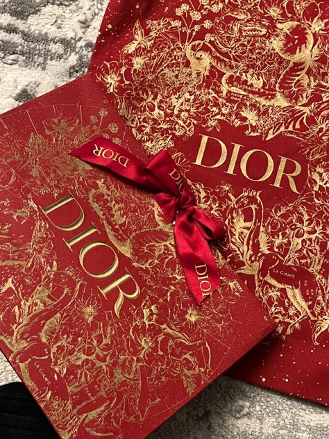 Dior packaging Dior beauty Dior Christmas Packaging, Dress Packaging, Dior Packaging, Sofia Core, Christmas Packaging Design, Dior Christmas, Dior Art, Red Aesthetics, Harrods Christmas