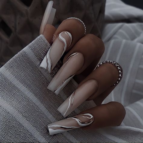 Nail Ideas For Winter, Deep Jewel Tones, Gel Nail Ideas, Marble Acrylic Nails, Gold Gel Nails, Brown Acrylic Nails, Nail Swag, Neutral Nails, Gel Nail Designs