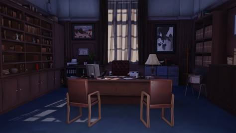 Principal Office Aesthetic, Principal Office, Arcadia Bay, Principals Office, Story Aesthetic, Office Life, Big Table, Chaos Theory, Sims House Design