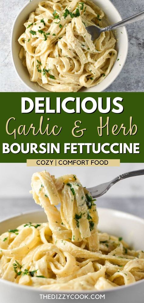 Boursin Fettuccine, Gournay Cheese, Boursin Pasta Recipe, Garlic Herb Sauce, Boursin Pasta, Flavored Cream Cheese, Boursin Cheese Recipes, Boursin Recipes, Favorite Pasta Recipes