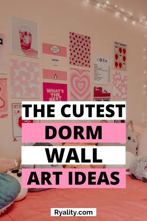 These dorm wall decor posters are so pretty for dorm decor! Can't wait to put together my pink dorm room Pink Dorm Room Aesthetic, Dorm Room Ideas Pink, Pink Dorm Room Ideas, Dorm Wall Decor Ideas, Dorm Room Pink, Pink Dorm Decor, Diy College Apartment Decor, Dorm Decor Pink, Pink Dorm Room Decor