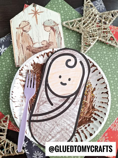 Paper Plate Manger Nativity Craft Handprint Manger Craft, Preschool Manger Craft, Easy Nativity Crafts For Preschoolers, Nativity Preschool Crafts, Preschool Nativity Crafts, Nativity Crafts For Preschoolers, Winter Preschool Crafts, Manger Scenes Nativity, Nativity Scene Crafts