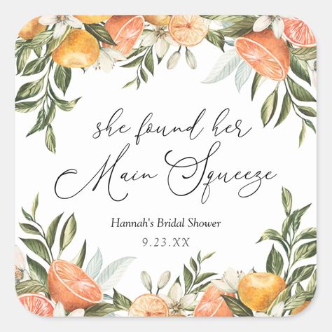 Main Squeeze Bridal Shower Invitations, Main Squeeze Invitation, Bridal Shower Themes Orange, Citrus Bridal Shower Invitations, Fruit Bridal Shower Theme, Main Squeeze Bridal Shower Orange, Bridal Shower Citrus Theme, My Main Squeeze Bridal, Summer Wedding Shower Themes Ideas