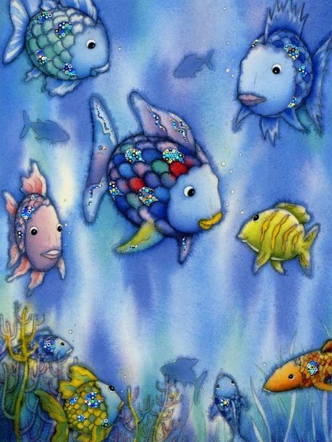 Rainbow Fish Story, Rainbow Fish Book, Fish In The Ocean, The Rainbow Fish, Fish Illustration, Water Animals, Rainbow Fish, Fishing Quotes, Childhood Books