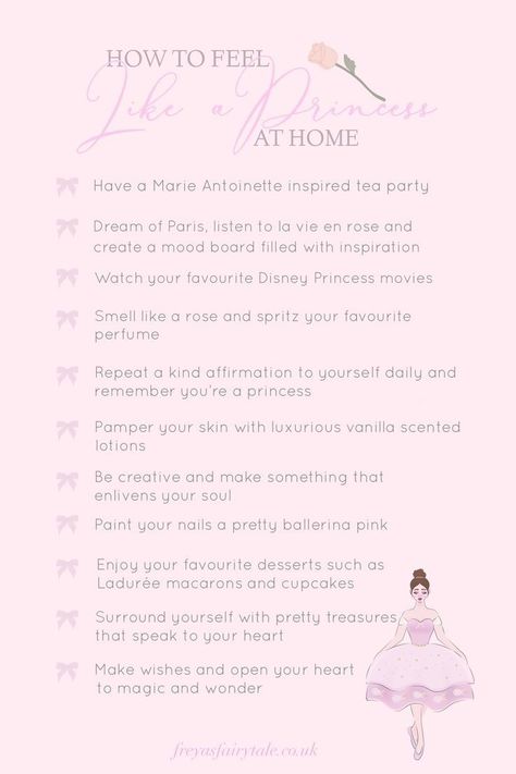 How To Feel Angelic, Girly Things To Do At Home, How To Feel Like An Angel, How To Be Like A Princess, How To Feel Like A Princess, How To Be A Princess, Princess Etiquette, How To Be Girly, Princess Guide