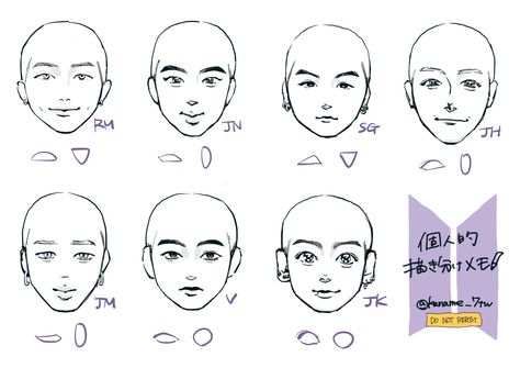 Looking Down Face Reference Drawing, How To Draw Quarter Profile, Semi Realism Face Tutorial, Face Reference Asian, Male Face Shapes Drawing, How To Draw Masculine Faces, Round Face Drawing, Drawing Asian Faces, Round Eyes Drawing