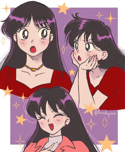 Sailor Mars Fanart, Rei Sailor Moon, Rei Fanart, Sailor Moon Mars, Mars Moons, Saylor Moon, Drawing Face Expressions, Sailor Scout, Miraculous Wallpaper