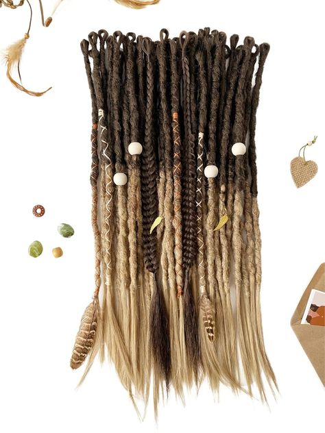 Amazon.com: Ready to ship Surfer’s Dreadlocks 40 Single ended 24 inches Ombre natural Brown and blonde dirty blonde textured crocheted dreadlocks extensions SE Faux locs Braiding hair extensions : Handmade Products Synthetic Dreads Hairstyles, Brown And Blonde, Dreadlocks Extensions, Braiding Hair Extensions, Dreadlock Style, Synthetic Dreads, Dread Hairstyles, Braid In Hair Extensions, Dirty Blonde