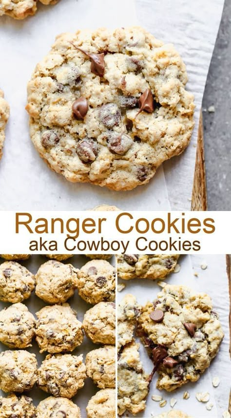 Ranger Cookies Recipe, Cookies Cowboy, Marketing Giveaways, Cornflakes Cookies, Chocolate Chips Recipe, Pioneer Recipes, Ranger Cookies, Cowboy Cookie Recipe, Cookies With Chocolate Chips